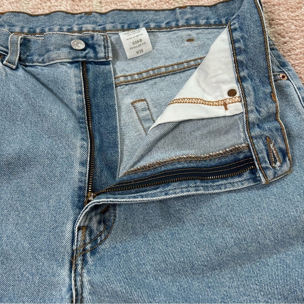 Vintage Levis 505 Jorts Denim Jean Shorts Size 38 Dad Short Classic‎ Light Wash - Picture 11 of 14